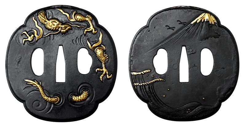 Ryujin Tsuba with Gold Inlay