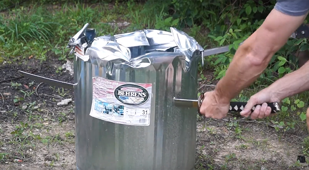 5160 Katana stabbing steel bin